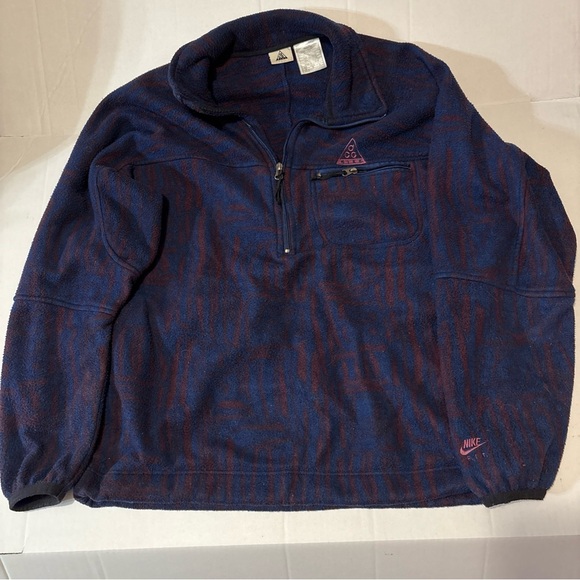 90s Nike ACG Blue Aztec 1/2 Zip Up Sweater men’s medium
